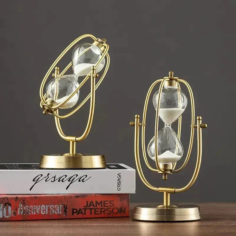 360° Rotating Metal Sand Hourglass – Elegant Desktop Timer Display