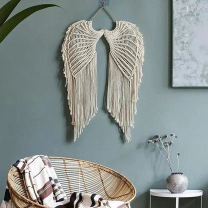 Hanging Decor Angel Wings Woven Wall Art for Home Room Display Gift