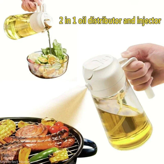 2-in-1 Plastic Spray Oil Bottle 500ml – Kitchen Cooking Dispenser Tool