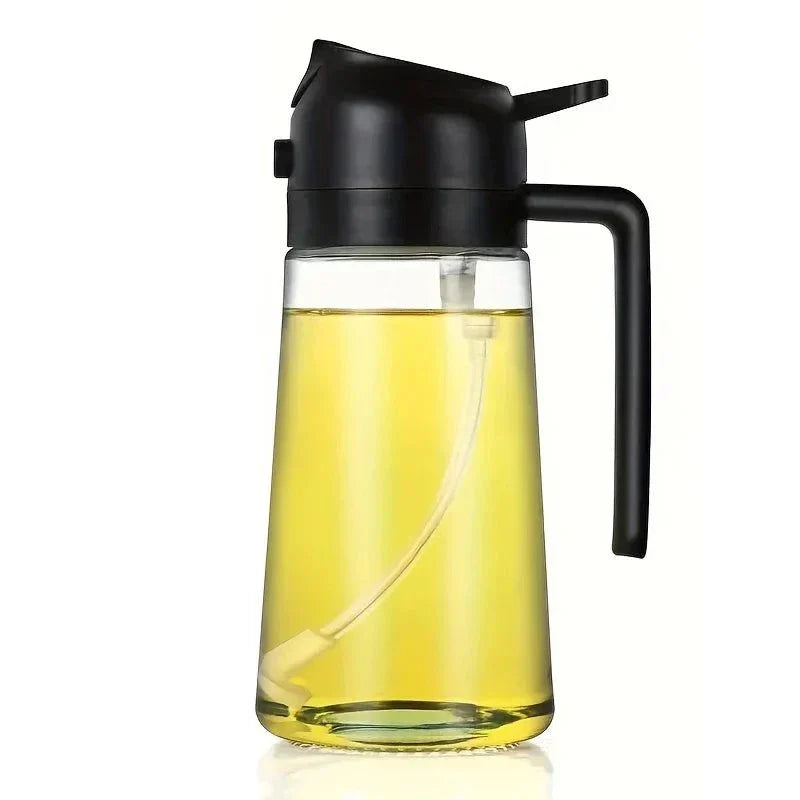 2-in-1 Plastic Spray Oil Bottle 500ml – Kitchen Cooking Dispenser Tool
