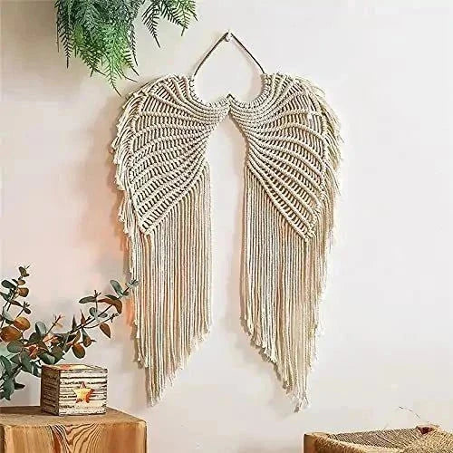 Hanging Decor Angel Wings Woven Wall Art for Home Room Display Gift